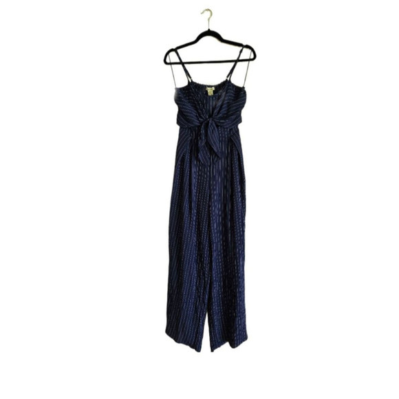 Flying Tomato Pants - Women's Flying Tomato Blue Striped Wide Leg Jumpsuit Size M